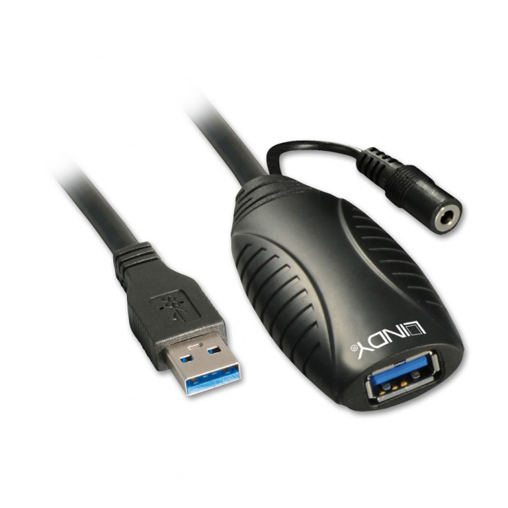 Cablu prelungitor activ usb 3.0 m-t 10m, lindy l43156