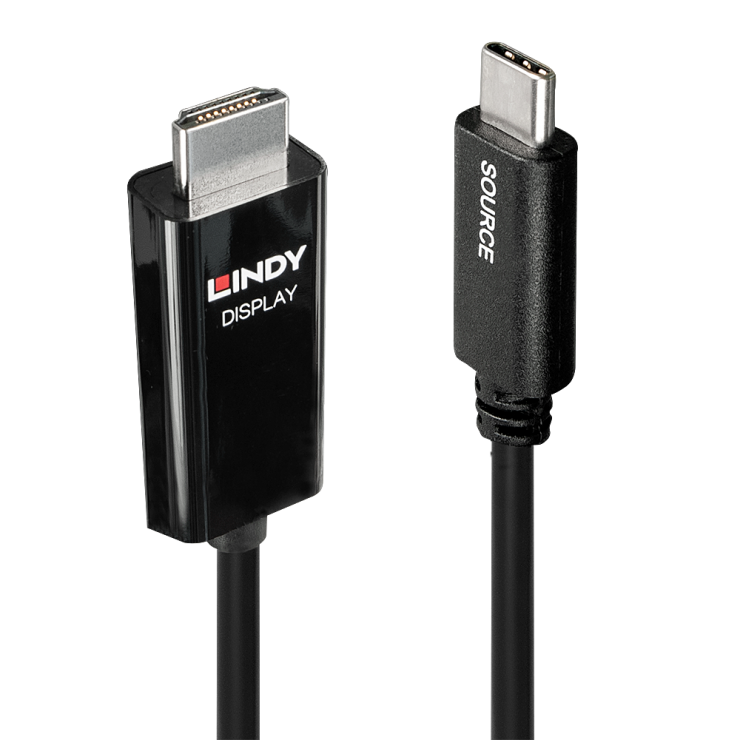 Cablu USB 3.1 tip C la HDMI 4K60Hz 2m T-T Negru, Lindy L43262 imagine noua