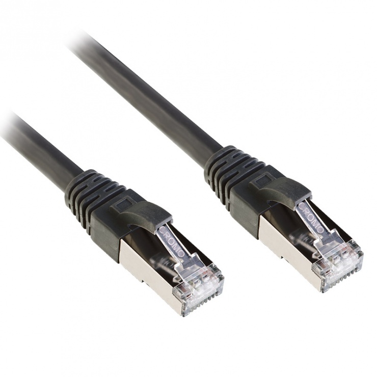 Cablu de retea SFTP CROMO cat 6 Snagless Antracit 0.5m, Lindy L47211