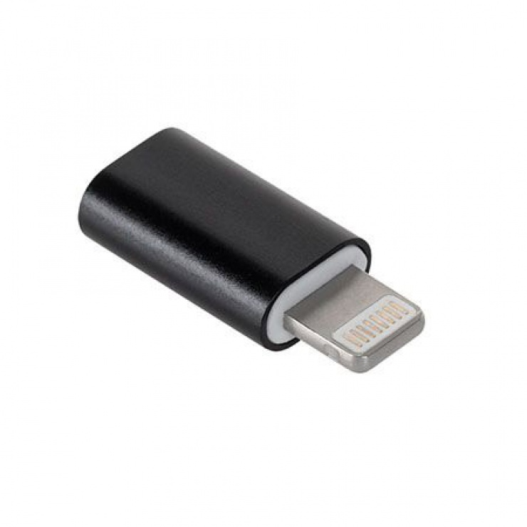 Adaptor micro USB-B la Lightning M-T Negru, ML0851B conectica.ro