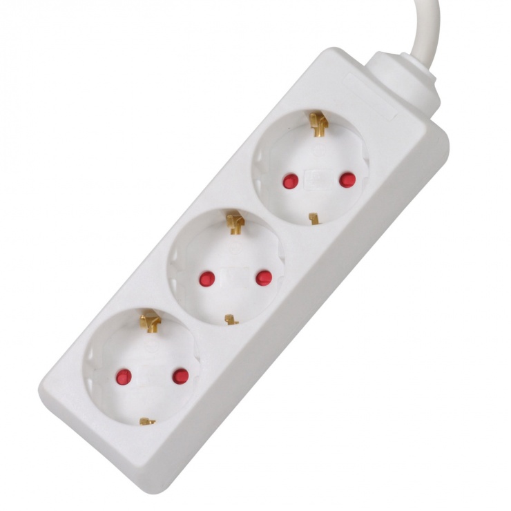 Prelungitor cu 3 prize 1.5m alb, spacer pp-3-15