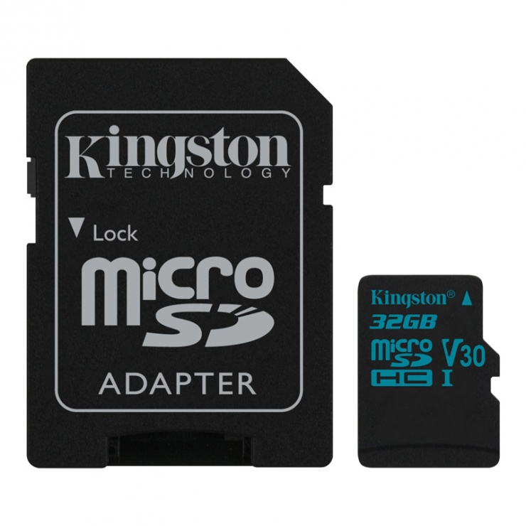 Card de memorie micro SDHC + adaptor SD 32GB clasa 10 UHS-I, Kingston SDCG2/32GB