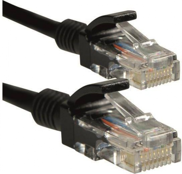 Cablu de retea UTP cat 5e 10m Negru, Spacer SP-PT-CAT5-10M-BK conectica.ro