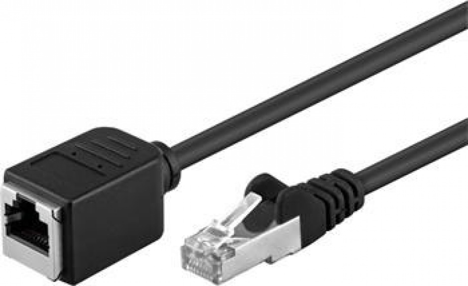 Cablu prelungitor FTP cat 5e RJ45 T-M 10m Negru, Goobay 91885 imagine noua