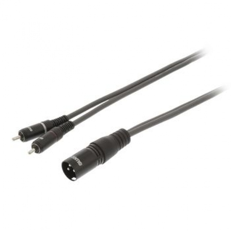 Cablu audio xlr 3 pini la 2 x rca t-t 1.5m gri, sweex swop15200e15