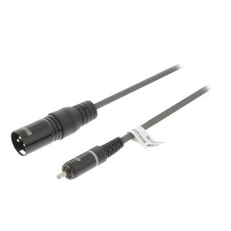 Cablu audio mono xlr 3 pini la rca t-t 1.5m gri, sweex swop15205e15