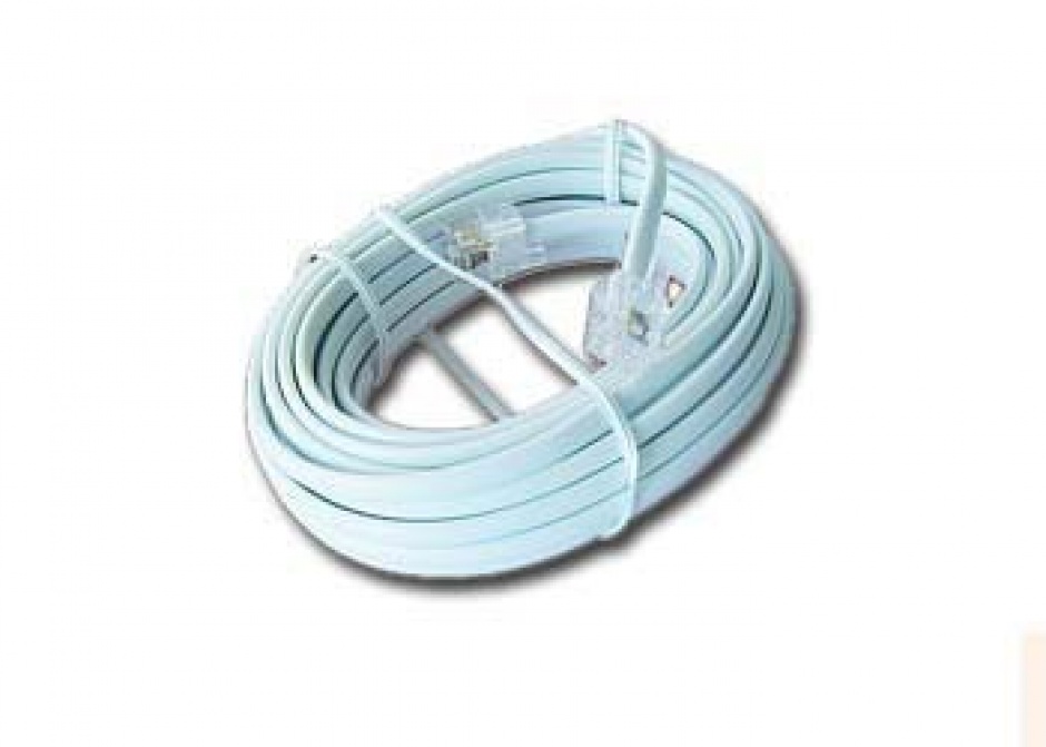 Cablu telefon rj11 6p4c 3m alb, gembird tc6p4c-3m