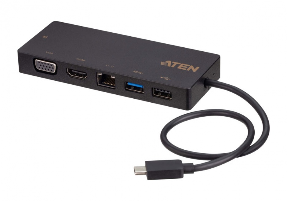 Docking station USB-C la 1 x HDMI 4K@30Hz, 1 x VGA, 1 x Gigabit, 1 x USB-A (OS X, iPad Pro, Android), ATEN UH3236 ATEN