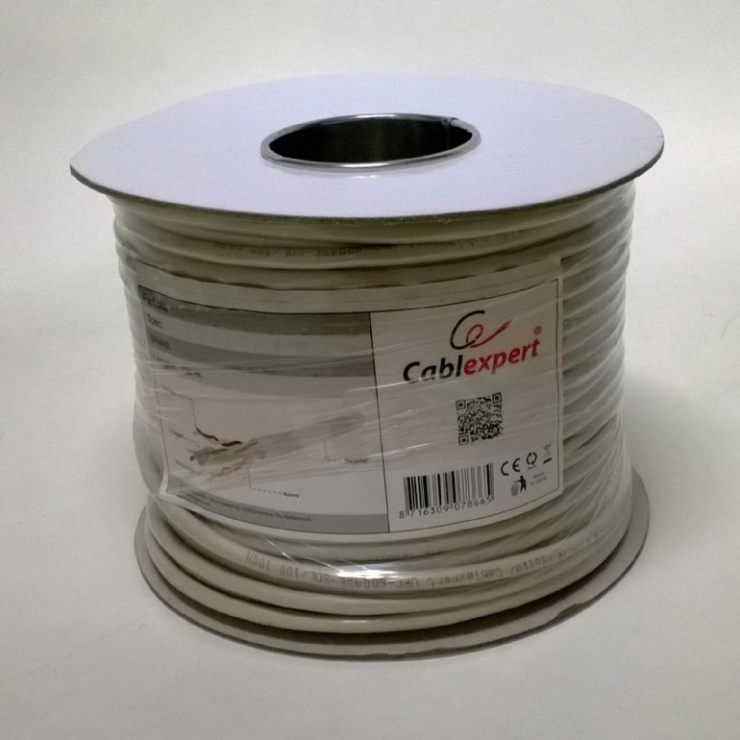 Rola cablu de retea RJ45 fir solid CCA cat 5e 100m, Gembird UPC-5004E-SOL/100 conectica.ro