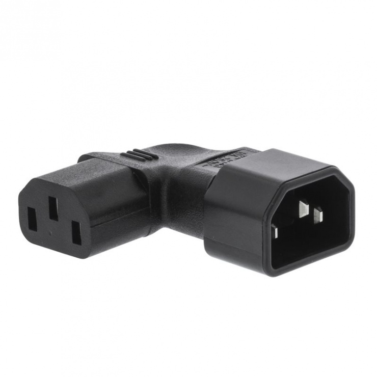 Adaptor alimentare IEC C13 la C14 unghi 90 grade stanga, VLEP11903B