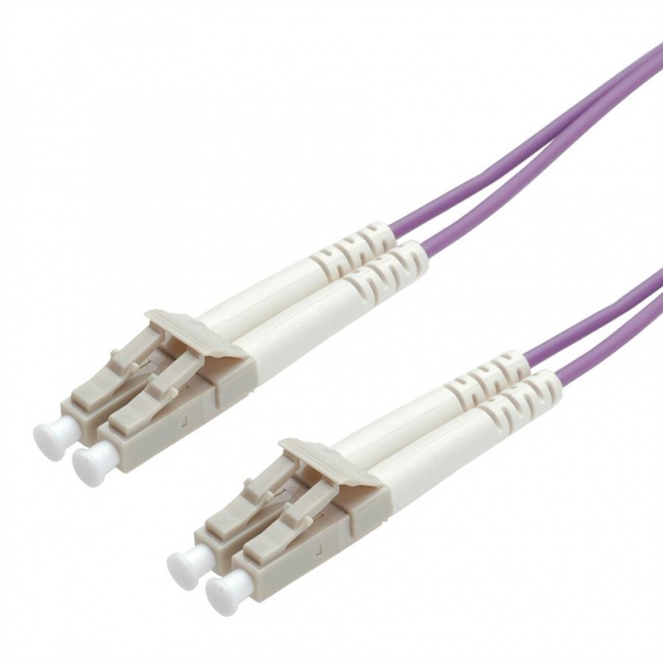Cablu fibra optica LC – LC OM4 conector Low Loss 2m violet, Roline 21.15.8852 imagine noua