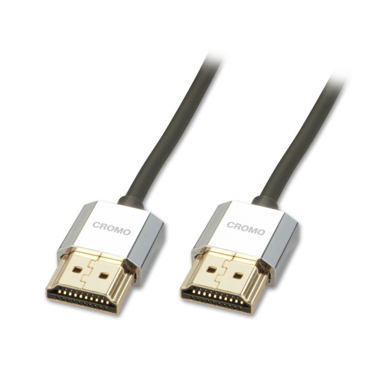 Cablu HDMI 4K 2.0 CROMO Slim cu Ethernet T-T 0.5M, Lindy L41670 imagine noua