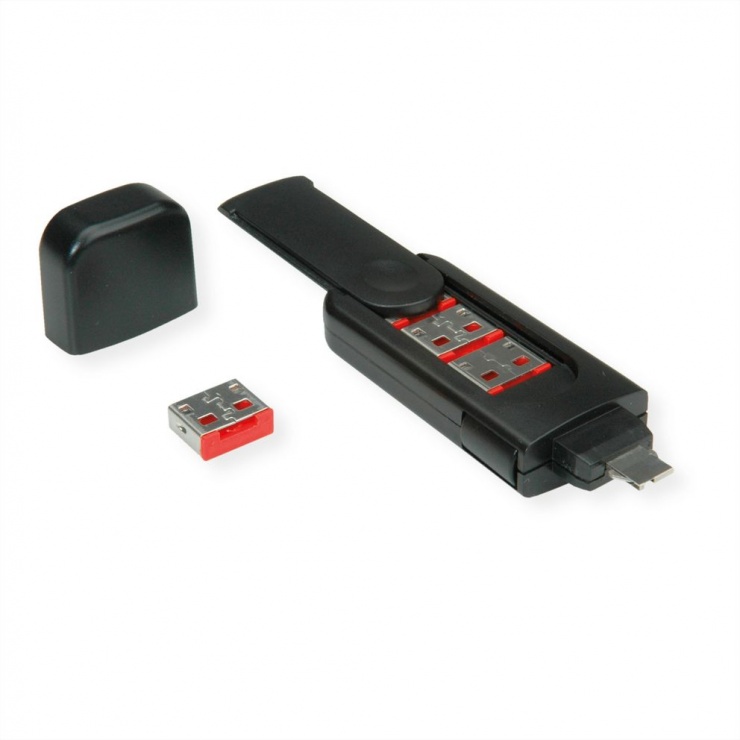 Cheie pentru securizarea portului USB + 4 blocatoare, Roline 11.02.8330 imagine noua