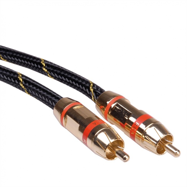Cablu audio GOLD RCA T-T ecranat 5m rosu, Roline 11.09.4251 11.09.4251 imagine noua