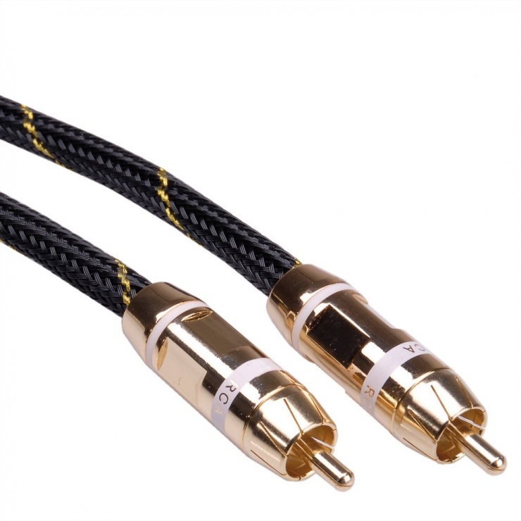 Cablu audio GOLD RCA T-T ecranat 5m alb, Roline 11.09.4252 conectica.ro