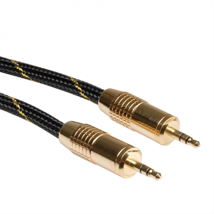 Cablu audio Jack stereo 3.5mm GOLD T-T ecranat 10m, Roline 11.09.4289 imagine noua