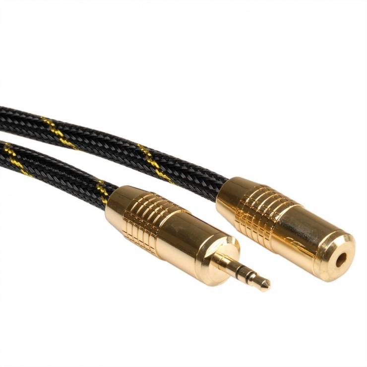 Cablu prelungitor audio Jack stereo 3.5mm GOLD T-M ecranat 10m, Roline 11.09.4759 imagine noua