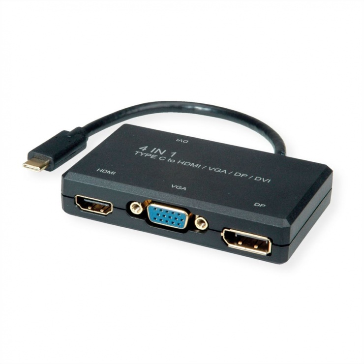 Adaptor USB-C la VGA / DVI / HDMI / Displayport T-M, Roline 12.03.3138 conectica.ro
