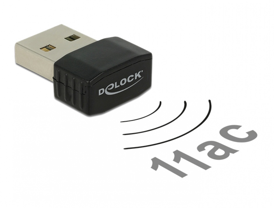 Placa retea USB 2.0 Dual Band WLAN ac/a/b/g/n 433 Mbps, Delock 12461 conectica.ro