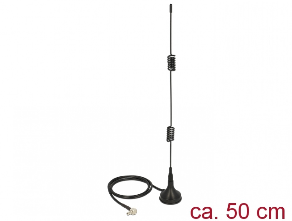 Antena LTE TS-9 Bluetooth / GSM / UMTS / WLAN 2.4 GHz / Z-Wave / ZigBee 2 – 3 dBi omnidirectionala cu baza fixa magnetica, Delock 12480 12480