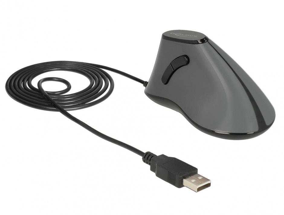 Mouse ergonomic vertical optic USB, Delock 12527 imagine noua