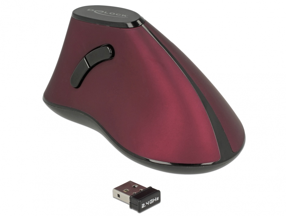 Mouse wireless ergonomic vertical optic, Delock 12528 conectica.ro