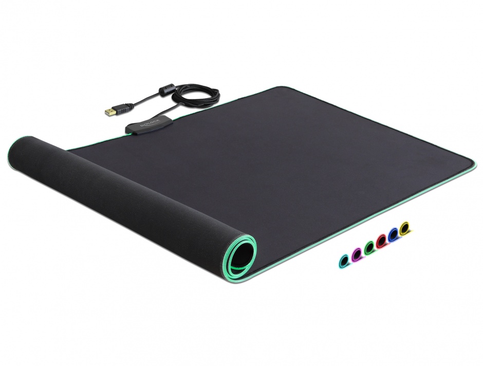 Mouse Pad 900 x 400 x 3 mm cu iluminare RGB, Delock 12556 12556 imagine noua 2022