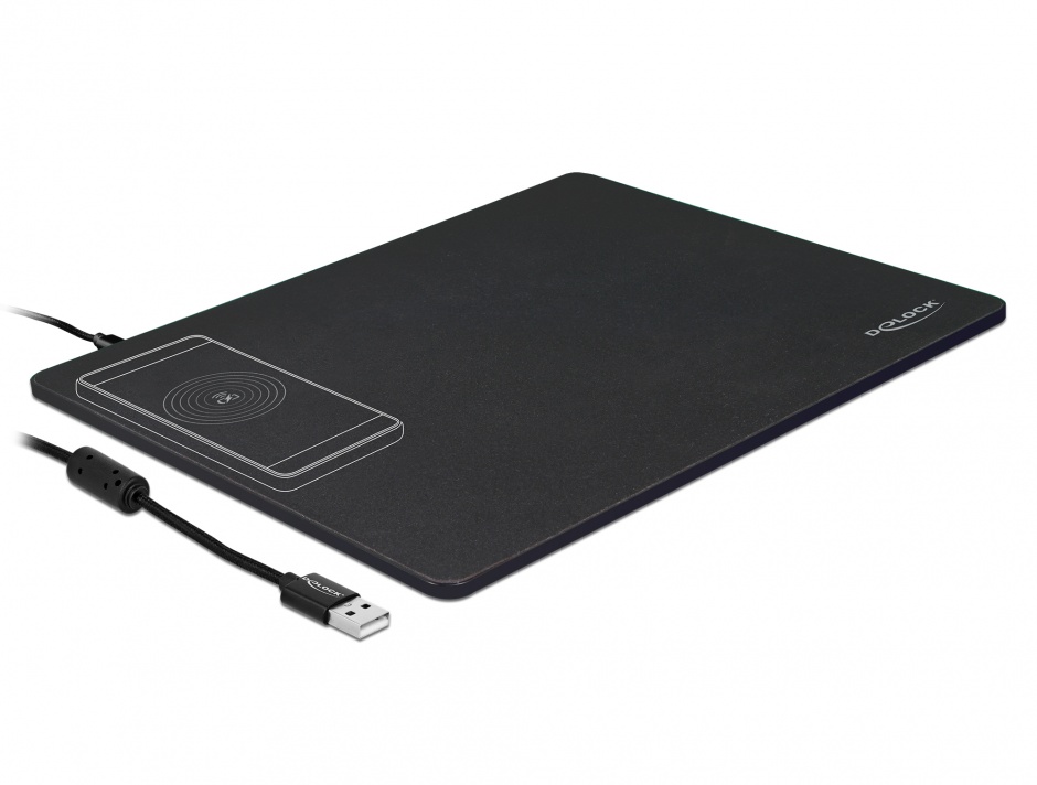 Mouse pad cu functia de incarcare wireless Negru, Delock 12595 12595