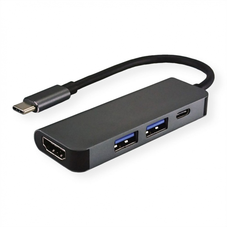 Docking Station USB-C la HDMI 4K, 2 x USB 3.0, 1 x USB-C PD, Value 12.99.1042 Value conectica.ro imagine 2022 3foto.ro