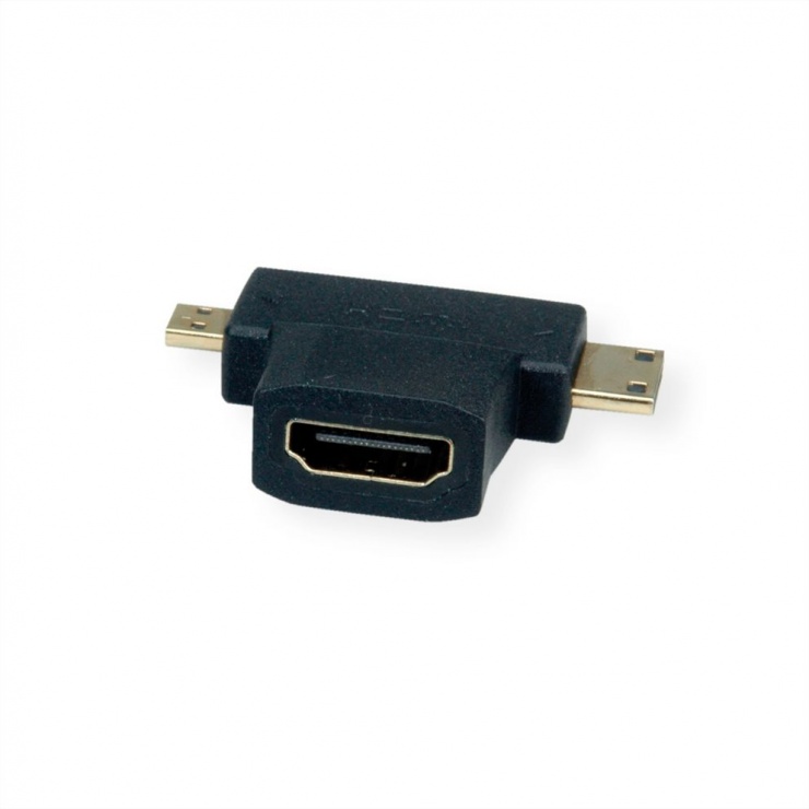 Adaptor HDMI-A la micro HDMI-D + mini HDMI-C M-T, Value 12.99.3166 conectica.ro