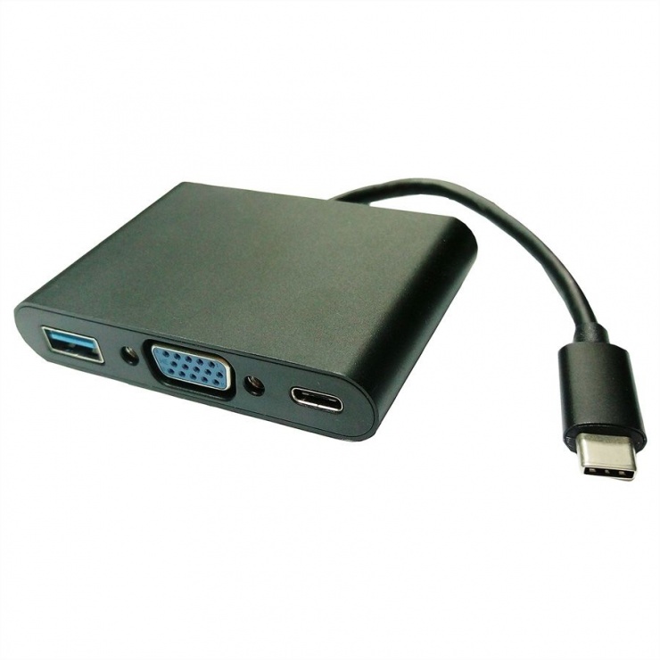Adaptor USB-C la VGA + 1 x USB-A 3.0 + 1 x USB-C PD (Power Delivery) T-M 0.1m, Value 12.99.3201 Value 0.1m imagine 2022 3foto.ro