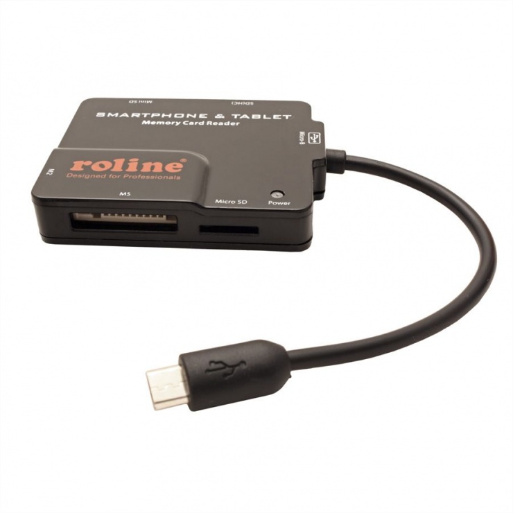 Cititor de carduri USB 2.0 pentru Smartphone si tableta Android, Roline 15.08.6252 15.08.6252