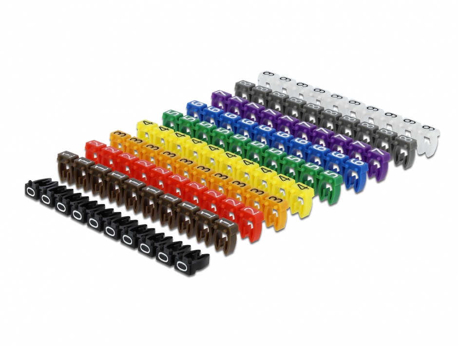 Set 100 buc clipsuri colorate 0-9 maxim 6mm, Delock 18304 conectica.ro
