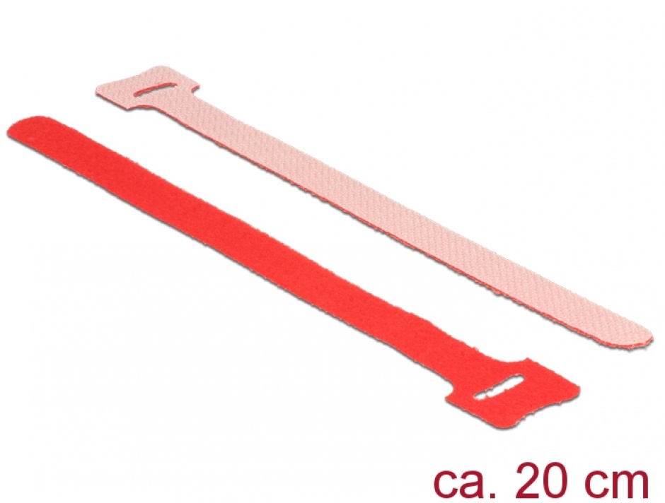 Curele cu arici rosii 200 mm x 12 mm 10buc, delock 18690