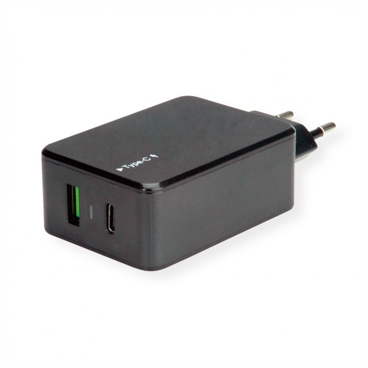Incarcator priza 1 x USB-A Quick Charge 3.0 (incarcare rapida) + 1 x USB-C 33W Negru, Value 19.99.1091 imagine noua