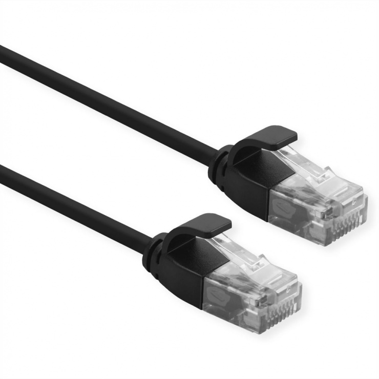 Cablu de retea Slim cat 6A UTP LSOH 0.3m Negru, Roline 21.15.3951 conectica.ro