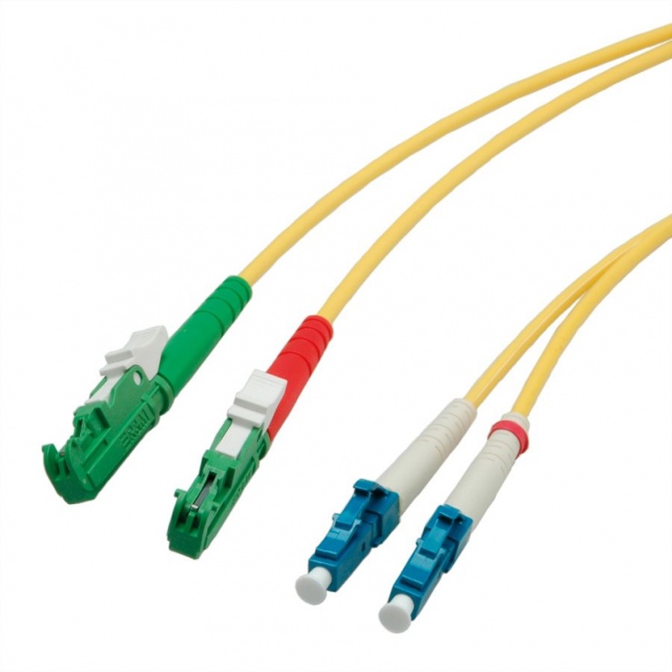 Cablu fibra optica LWL duplex 9/125µm E2000APC-LC 1m, 21.16.7401 conectica.ro imagine noua tecomm.ro
