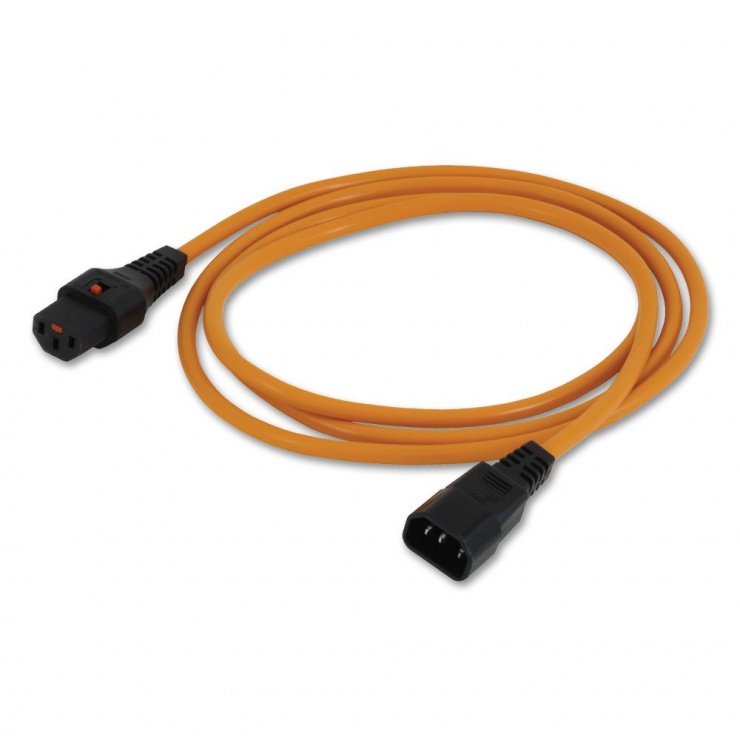 Cablu prelungitor alimentare C13-C14 cu blocare 2m, Lindy L30259 conectica.ro