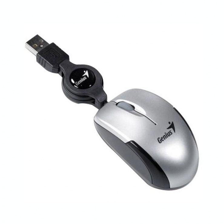 Mouse notebook USB MicroTraveler v2 Argintiu, Genius conectica.ro