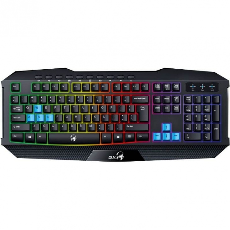 Tastatura gaming Scorpion K215 7 Colour Backlight, Genius 31310474100 imagine noua