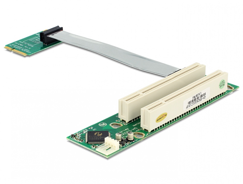 Riser Card Mini PCIe la 2 x PCI 32Biti 5V cablu flexibil, Delock 41355 conectica.ro