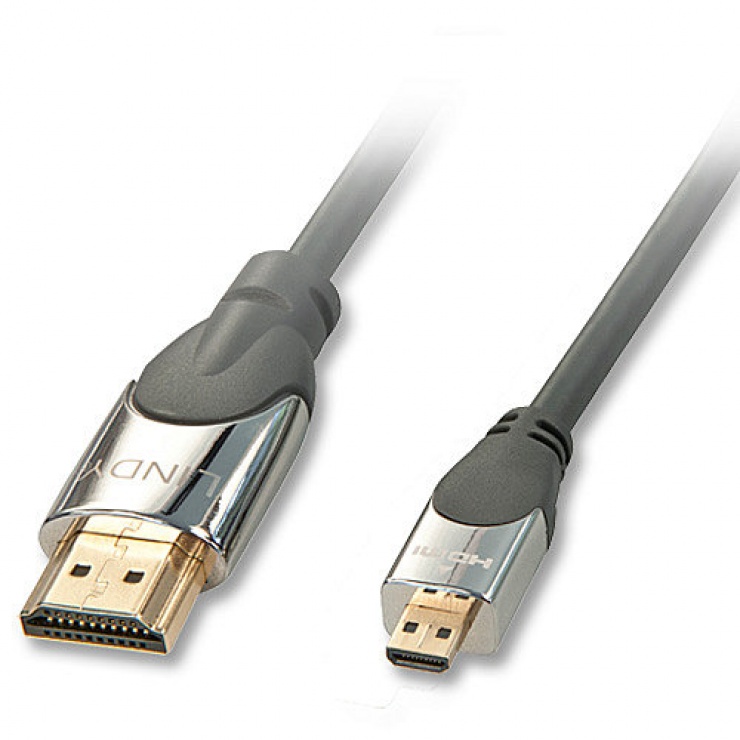 Cablu HDMI la micro HDMI-D CROMO 4K@60Hz v2.0 T-T 1m, Lindy L41421 1M imagine noua tecomm.ro