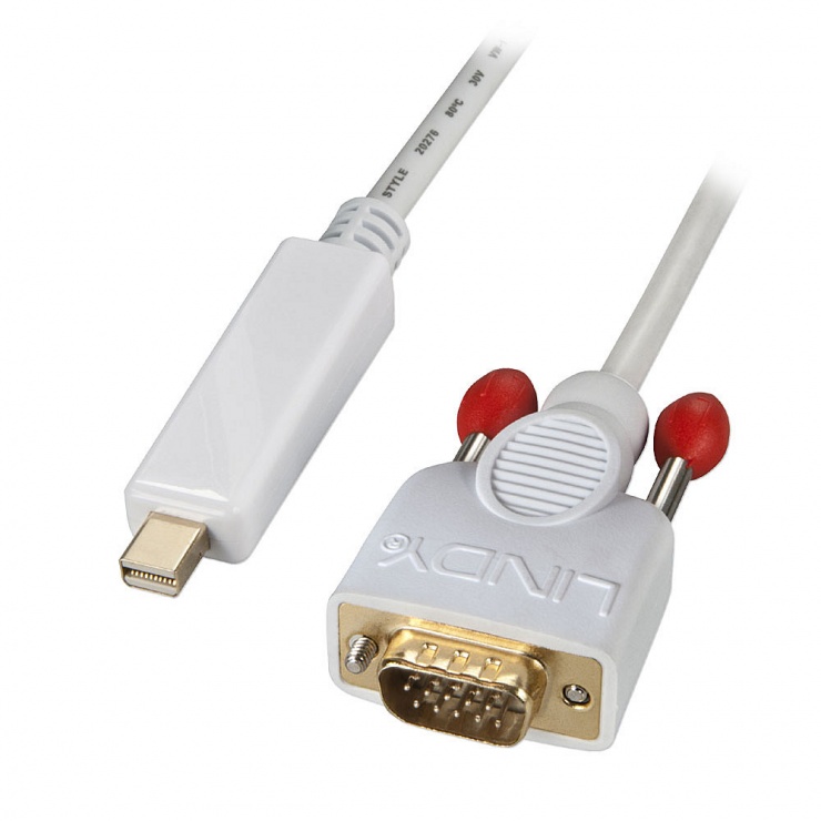 Cablu mini displayport la vga t-t 1m alb, lindy l41475