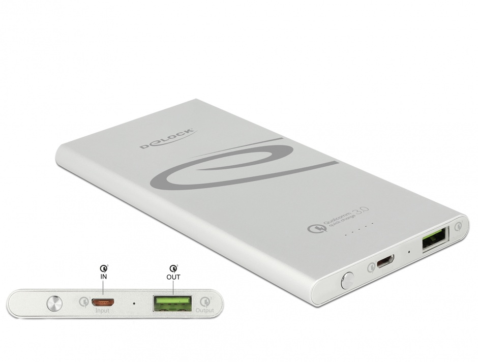 Baterie externa 5000 mAh 1 x USB-A Qualcomm Quick Charge 3.0, Delock 41503 imagine noua
