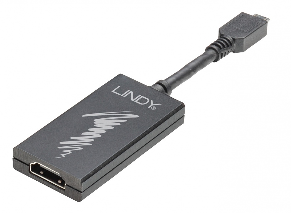 Adaptor MHL 3.0 micro USB 5 pini la HDMI 4K T-M, Lindy L41563 conectica.ro imagine noua tecomm.ro