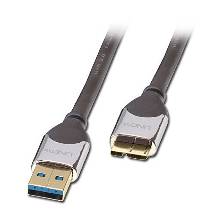 Cablu usb 3.0 la micro-b cromo 1m, lindy l41618