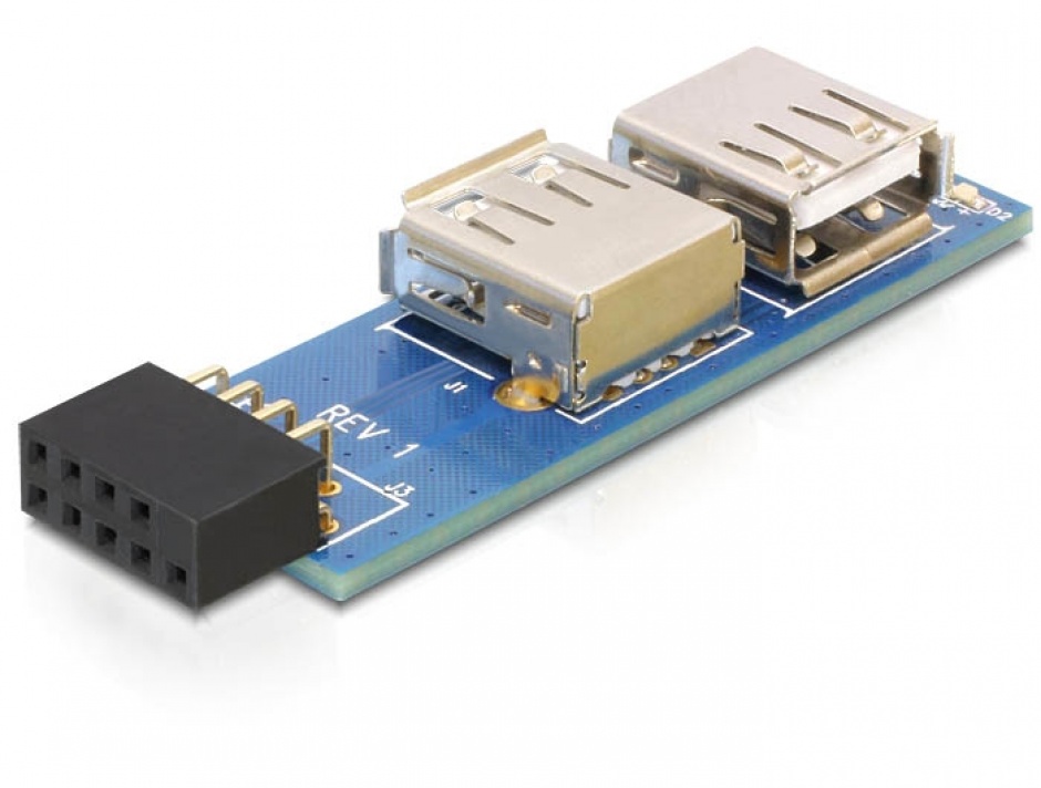 Adaptor pin header USB la 2 x USB 2.0 stanga/dreapta, Delock 41820 conectica.ro