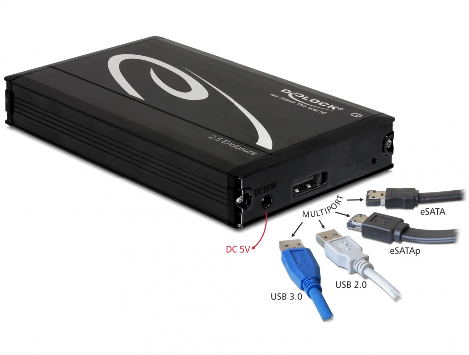 Rack extern 2.5 inch HDD SATA la Multiport USB 3.0 + eSATAp, Delock 42492 imagine noua