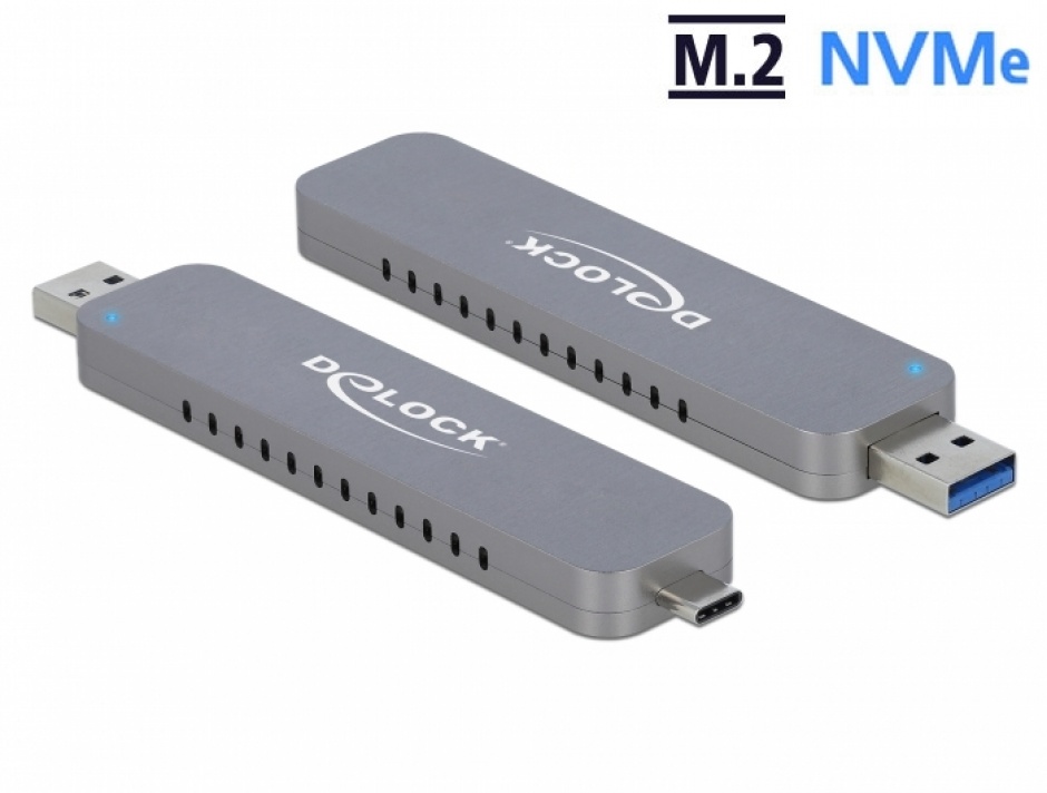 Rack extern USB-C + USB-A la M.2 NVME PCIe SSD, Delock 42616 conectica.ro imagine noua 2022