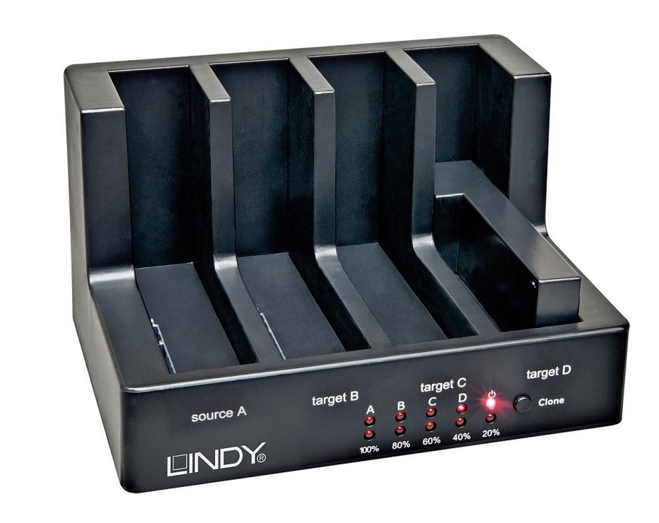 Docking station basic pentru 4 hdd sata functie de clona, usb 3.0 & esata, lindy l43114